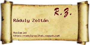 Ráduly Zoltán névjegykártya