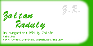 zoltan raduly business card